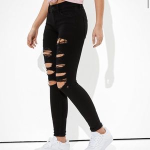 American Eagle black ripped skinny jeans